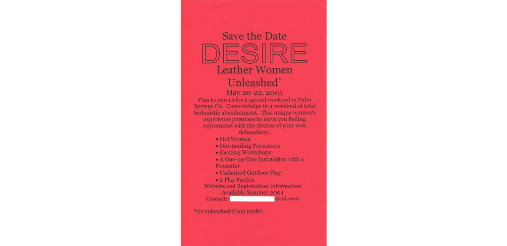 DESIRE event flyer 2005